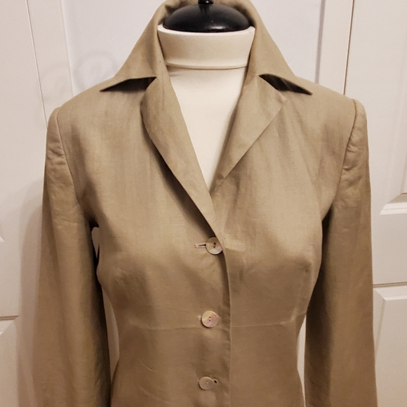 Linen light coat long jacket size 8 - Picture 3 of 8